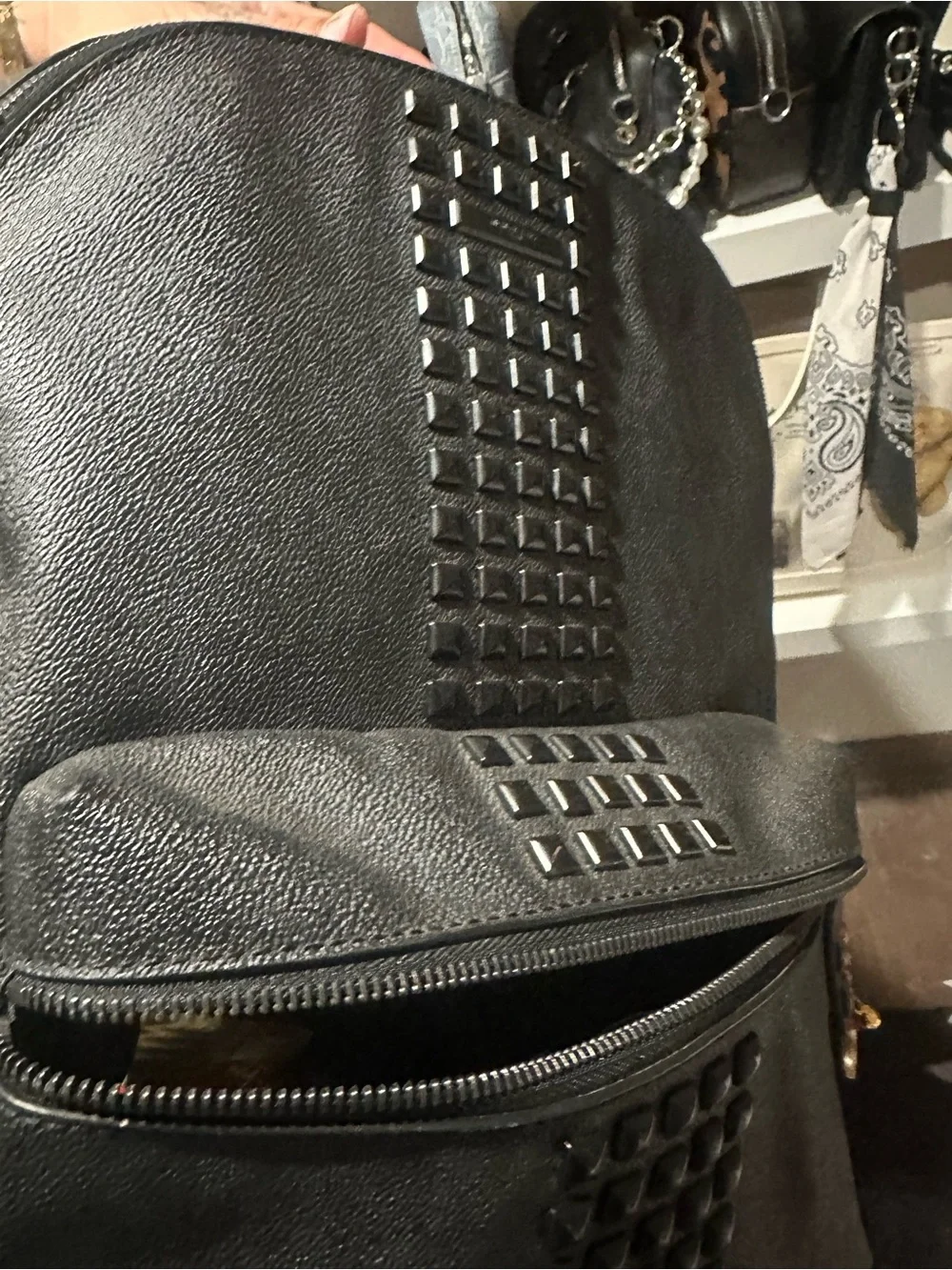 Michael Kors Black Studded Leather Backpack